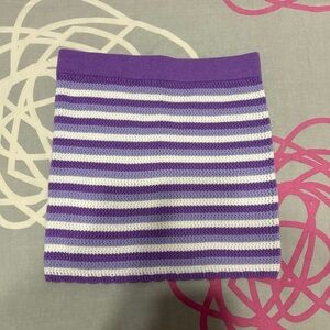 H&M Purple and White Crochet Mini Skirt